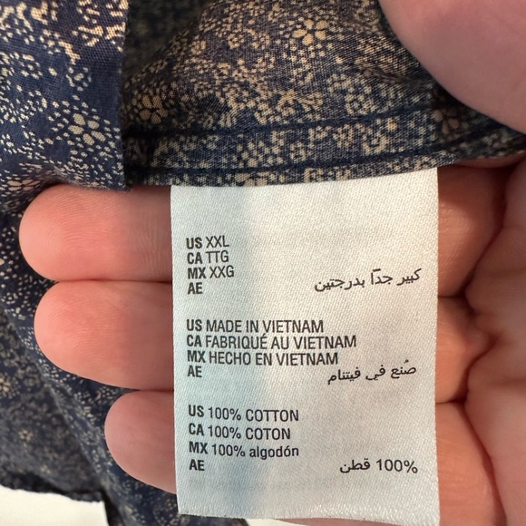 Tasso Elba XXL casual short sleeve button down shirt. Navy and gold. Like new - Picture 4 of 5